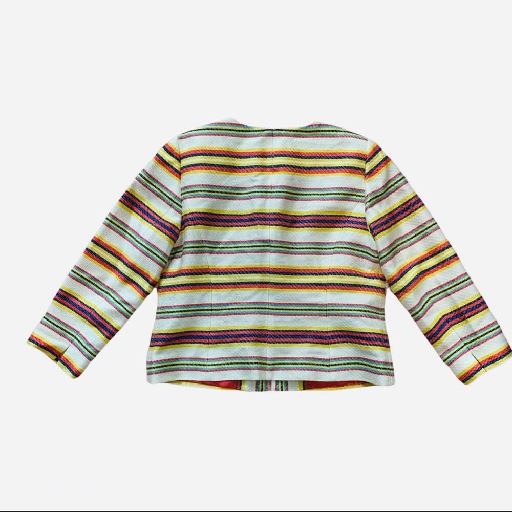 Talbots Multi-Color Stripe Textured Collarless Ho… - image 5